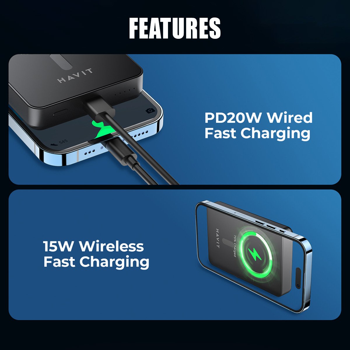Havit Magsafe Power Bank | Magnetic Wireless | 5000mAh 10000mAh | PD 22.5W 20W 15W Fast Charging - Image 5