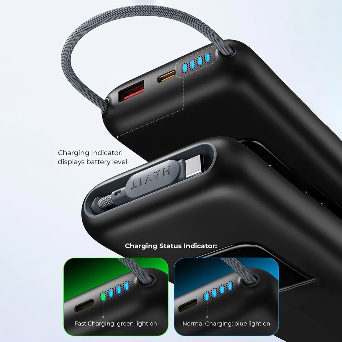 Havit Built-in Cable Power Bank | 10000mAh/20000mAh | 22.5W PD | Lanyard Design - Image 6