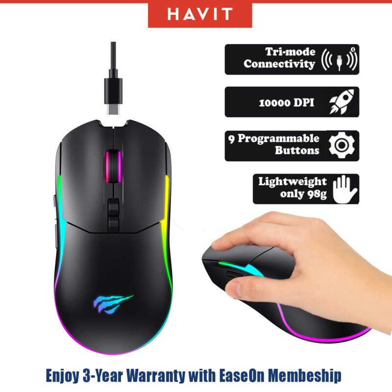 havit-ms1020wb-tri-mode-gaming-mouse-rgb-9-programmable-buttons-98g