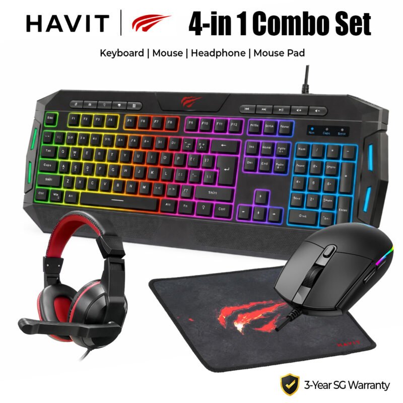 Havit 4-in-1 Gaming Combo Set | Gaming Mouse Keyboard | Headphone | Mouse Pad
