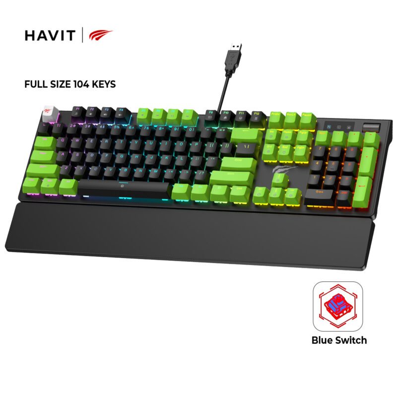 Havit RGB Mechanical Keyboard | Blue Switch | Full Key Rollover | Wrist Rest