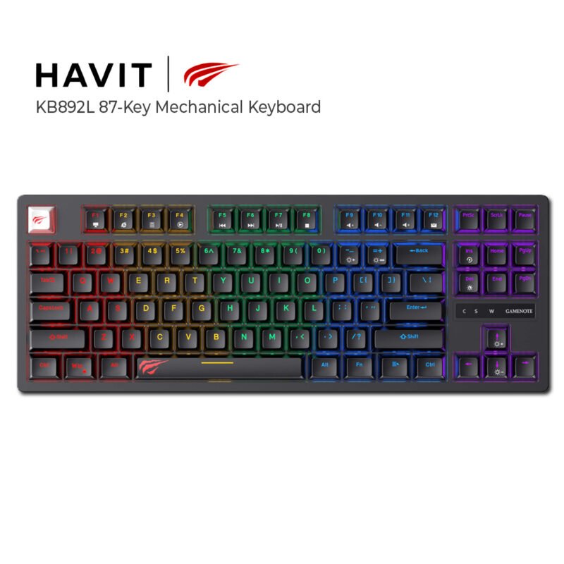 Havit KB892L 87-Key Mechanical Gaming Keyboard | RGB Backlit | Blue Switch | Type-C